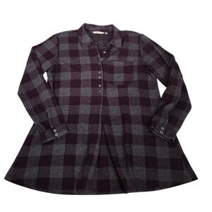 Soft Surroundings Checkered Tunic in Deep Purple and Charcoal
